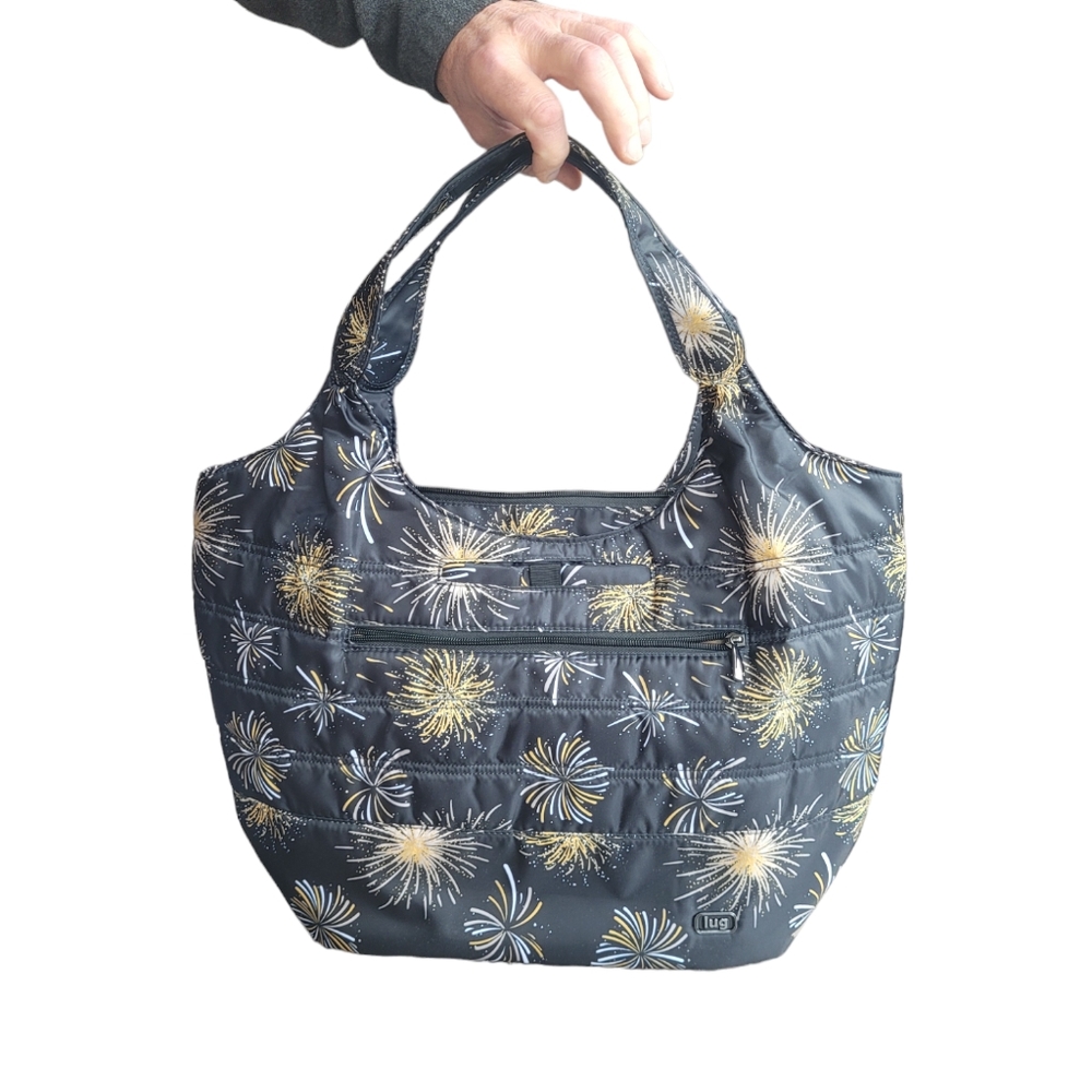 Lug Black Firework Gondola Quilted Hobo Tote Bag One Size.